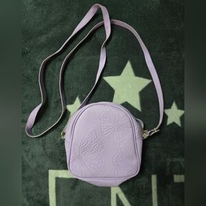 Lavender Butterfly Embossed Crossbody Bag